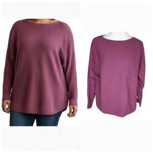 Sonoma women's plus size burgundy slouchy ribbed sweater Women's plus size 1X